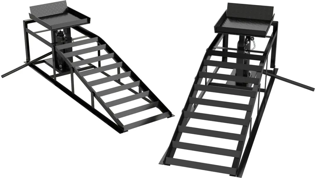 HOMCOM Car Ramp-Metall-114L x 34,5B x 32,5H cm-Schwarz