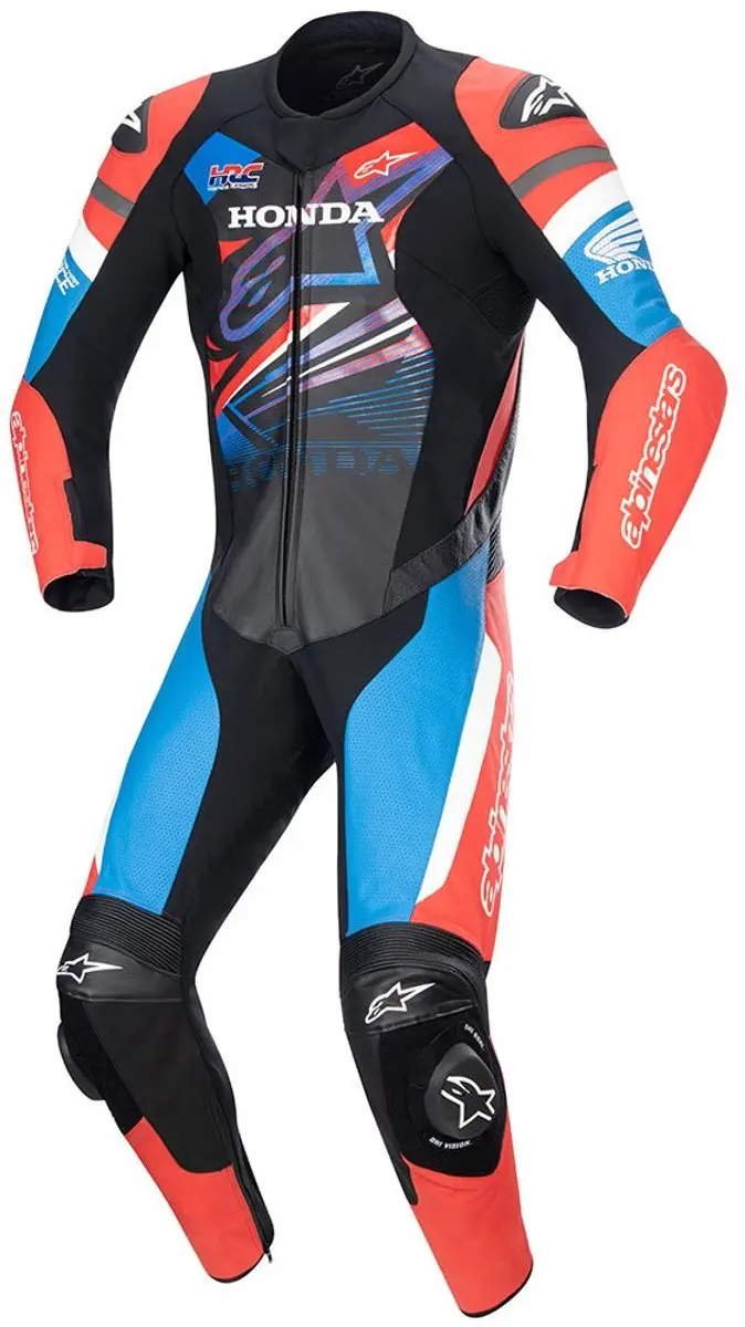 Alpinestars Honda Gp Force Leather Suit Black Bright Red Blue 56