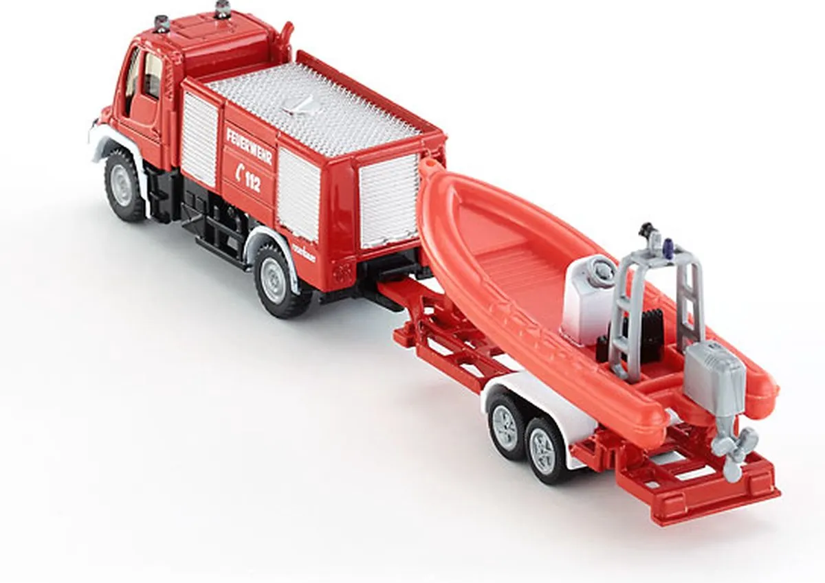 SIKU 1636 Brandweer Unimog met drijvende boot - 1:87 - Rood - afbeelding 6 van 6