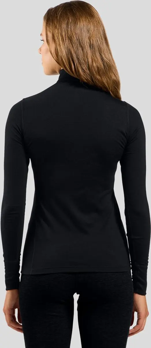 ODLO Dames Schildpadhals L/S Merino 2 Top - XS - Zwart - afbeelding 6 van 6