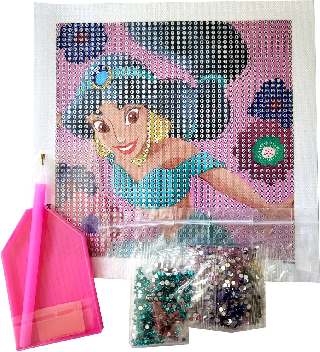 Disney Princess Diamond Painting Jasmine 16x16cm - Multicolor
