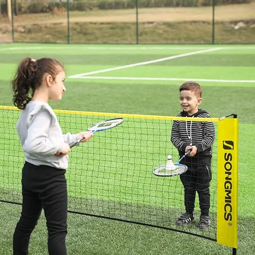 Songmics Badmintonnet 4m - Geel - Opvouwbaar 107-155cm - afbeelding 2 van 6