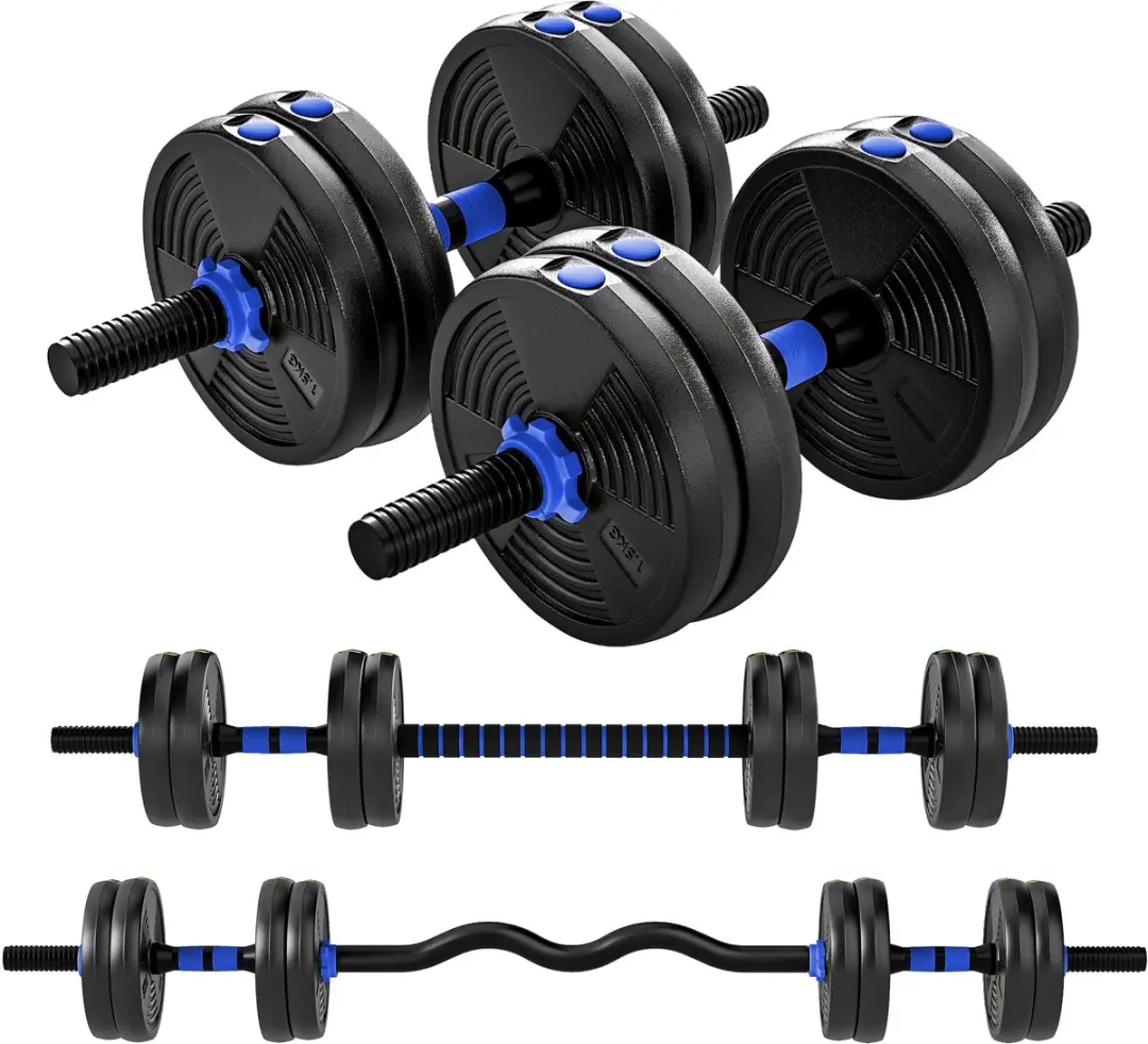 SPORTNOW-Halterstangset-Kunststof, zandkleur-140x20x20cm-Blauw