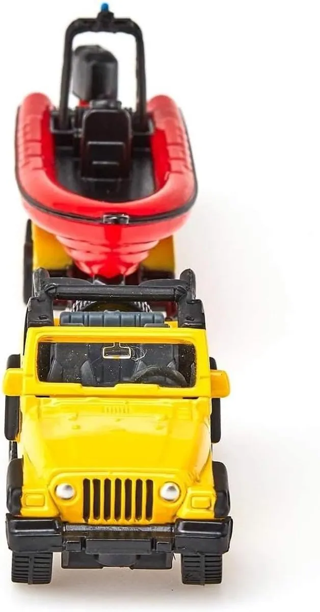 SIKU 1658 Jeep met Boot - Rood/Geel