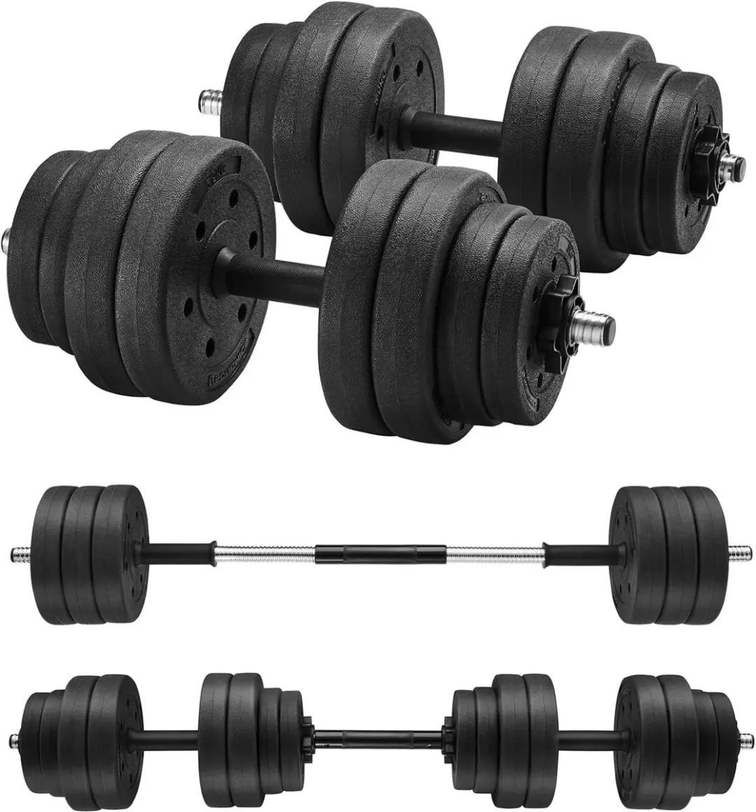 SONGMICS Halterset,verstelbare kunststof dumbbell set, met aansluitende stalen b