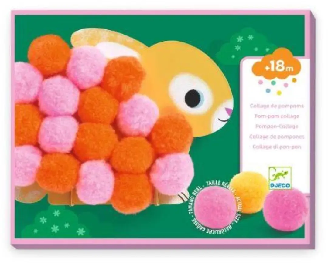 Djeco Pompomcollages Dieren - Roze/Geel/Oranje - afbeelding 2 van 6