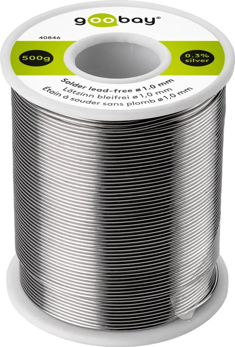Goobay Loodvrij soldeertin, ø 1,0 mm, 500 g, samenstelling: 0,3 % zilver, 0,7 %