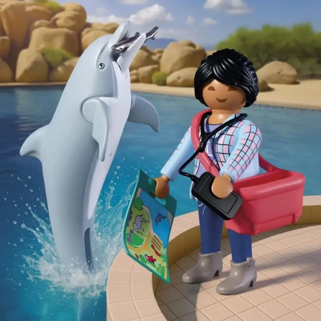 Playmobil 1010452 Speelset Zoo Dolfijn en bezoeker - Meerkleurig