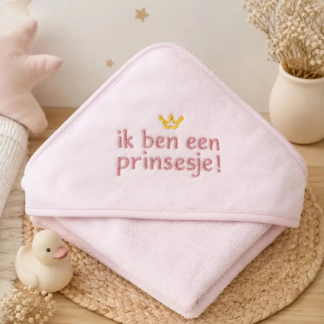 Roze Baby Badcape met Capuchon