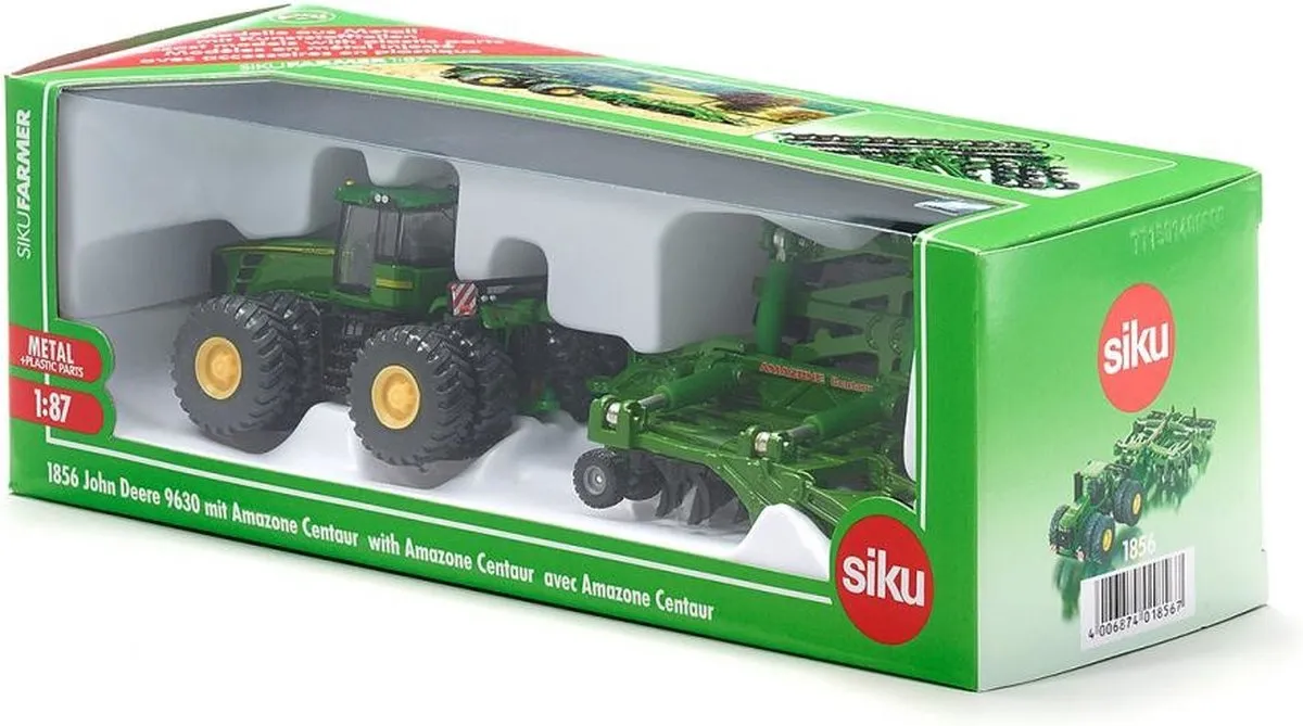 SIKU 1856 John Deere 9630 met Amazone Centaur - Groen