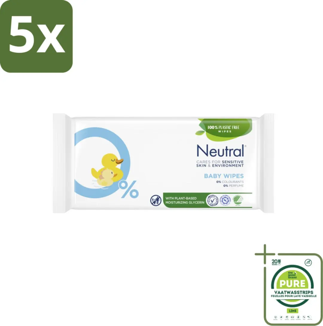 5 x Neutral Billendoekjes 52 doekjes