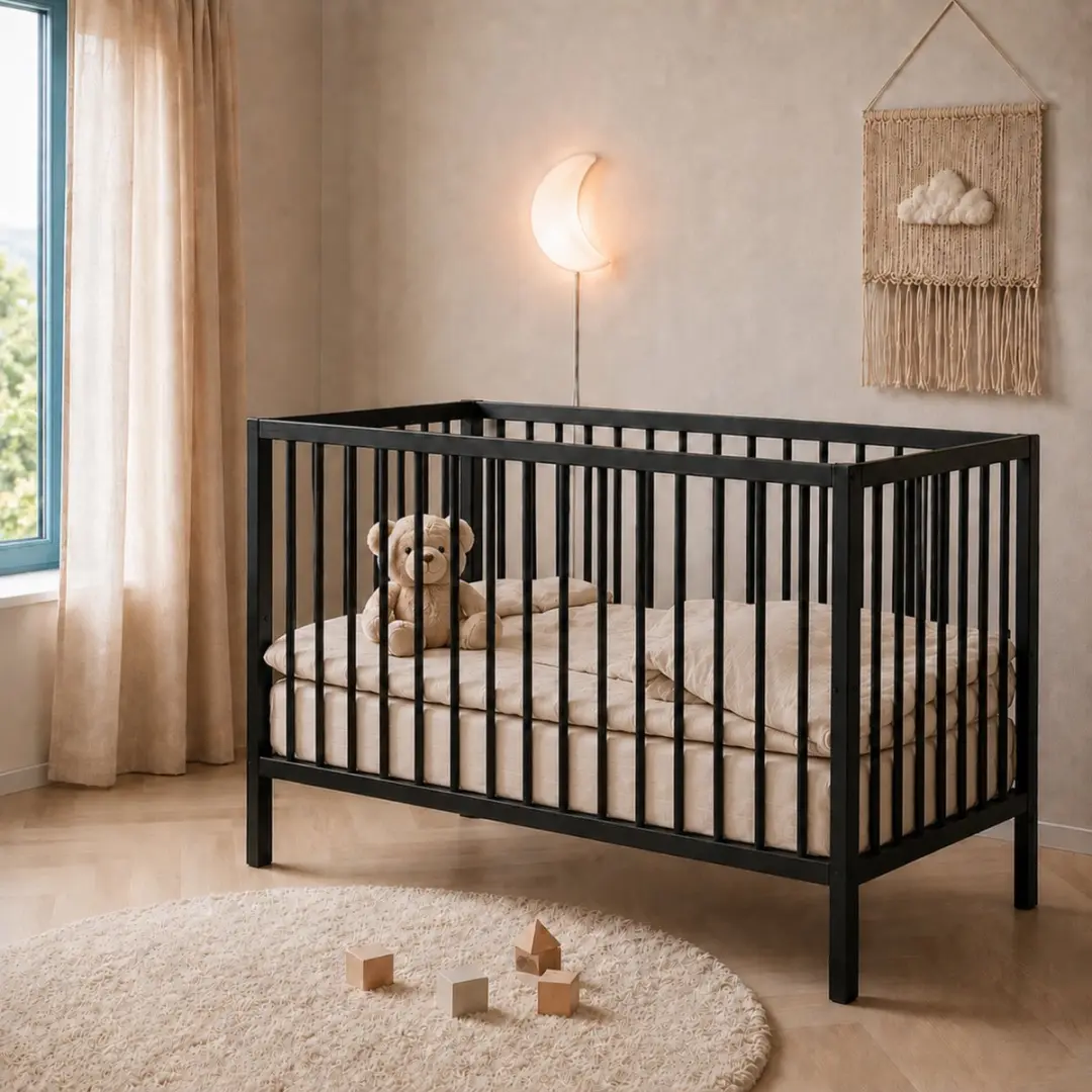 Born Lucky ® Baby Bed / Ledikant Mees 60x120 cm Met Verstelbare Bodem & Massief