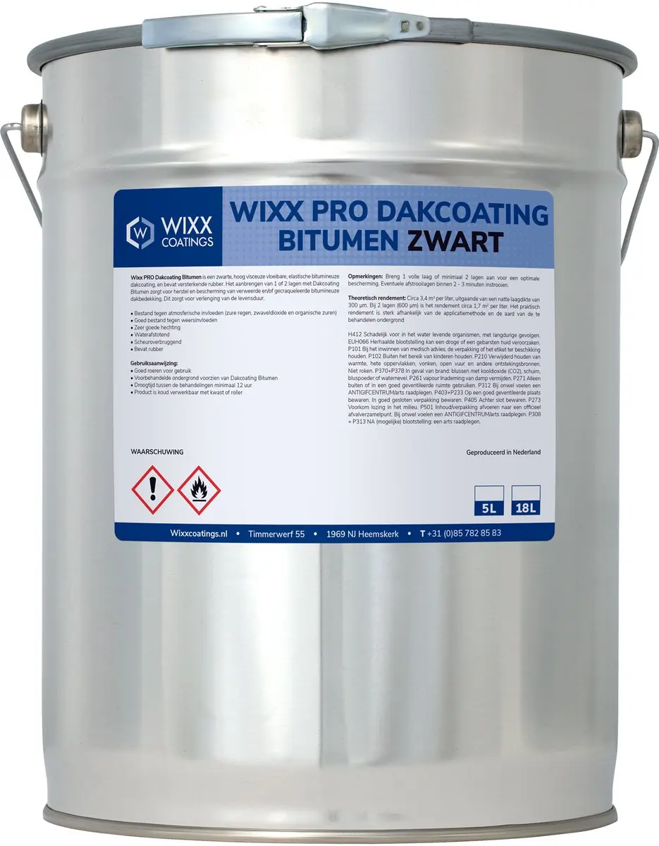 Wixx PRO Bitumen Dakcoating 10L - Zwart