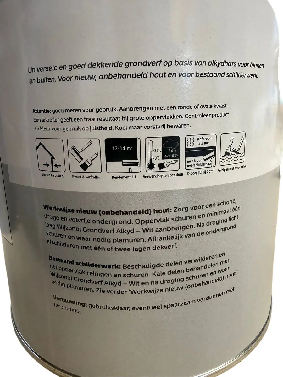 Wijzonol Grondverf Alkyd Wit 2,5L - afbeelding 2 van 2