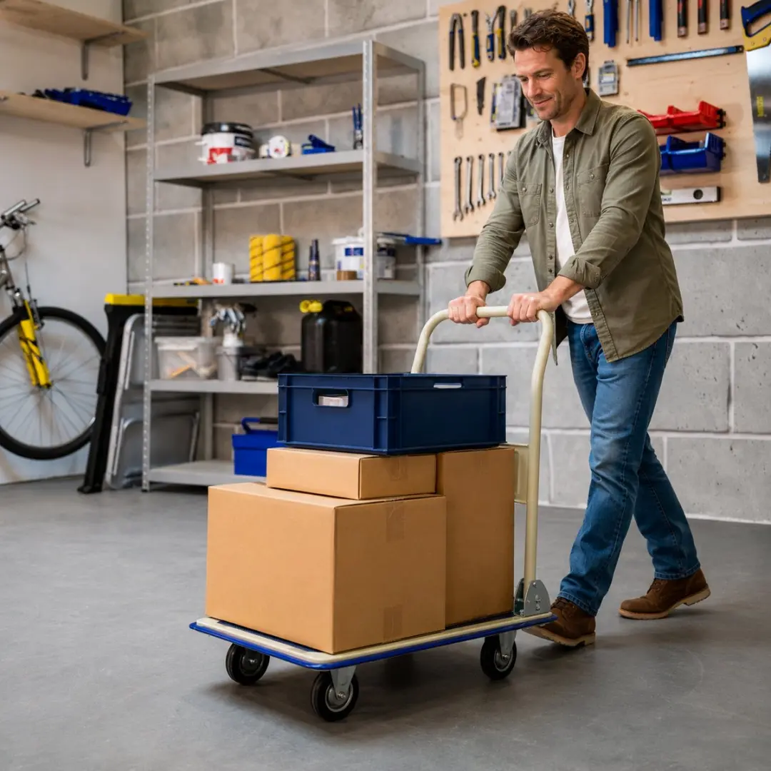 Kinzo Platformwagen Blauw - 150kg - inklapbaar - afbeelding 4 van 6