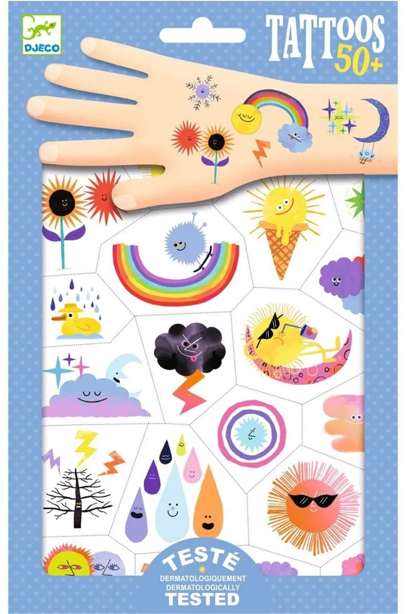 Djeco Huidvriendelijke Tattoos Weather Emojis