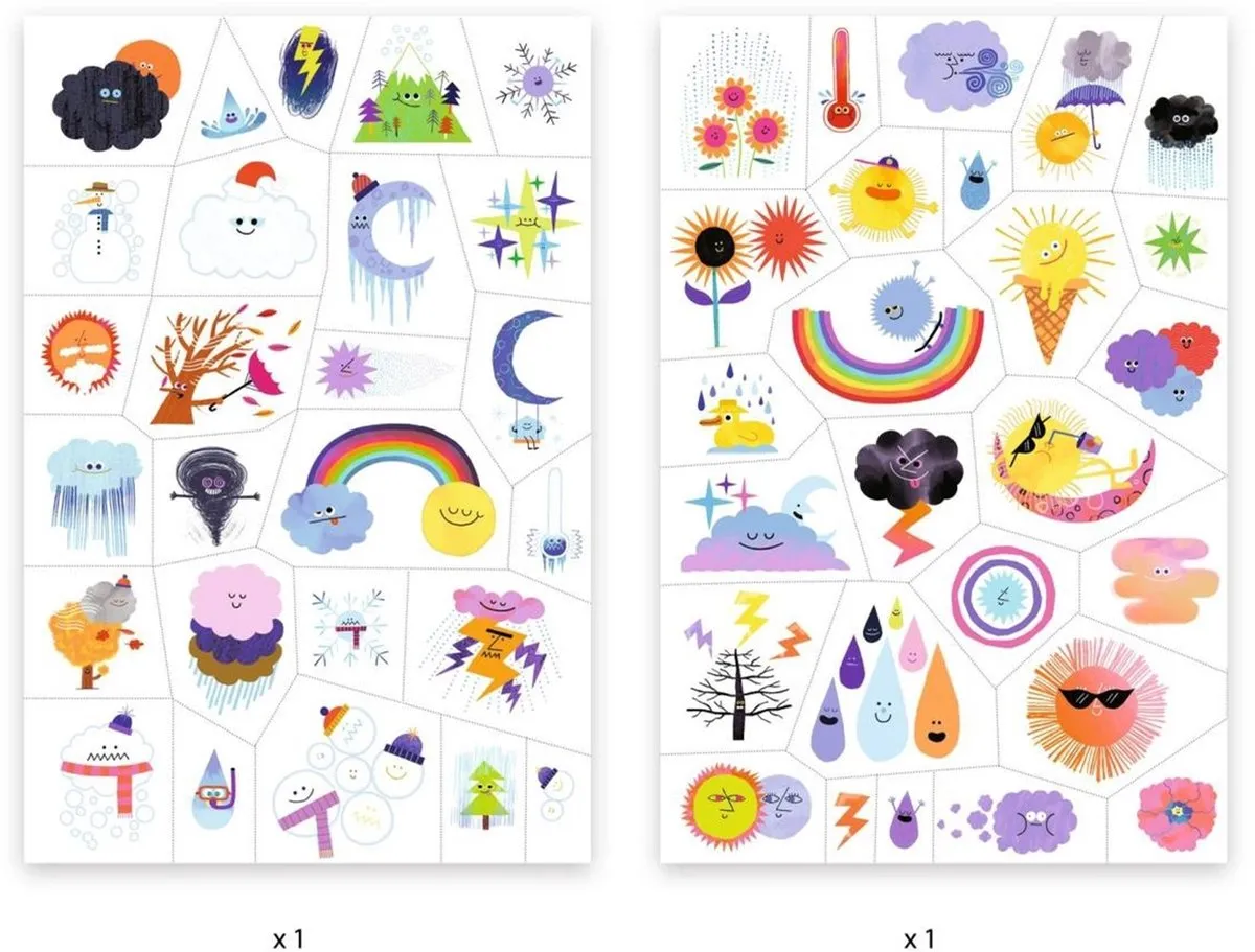 Djeco Huidvriendelijke Tattoos Weather Emojis - 50 Stuks - Multicolor