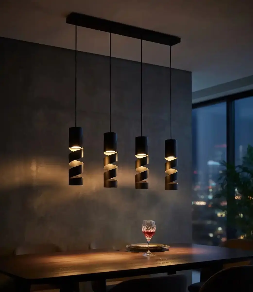 Trio Leuchten Hanglamp Stream 4 - 80cm Zwart