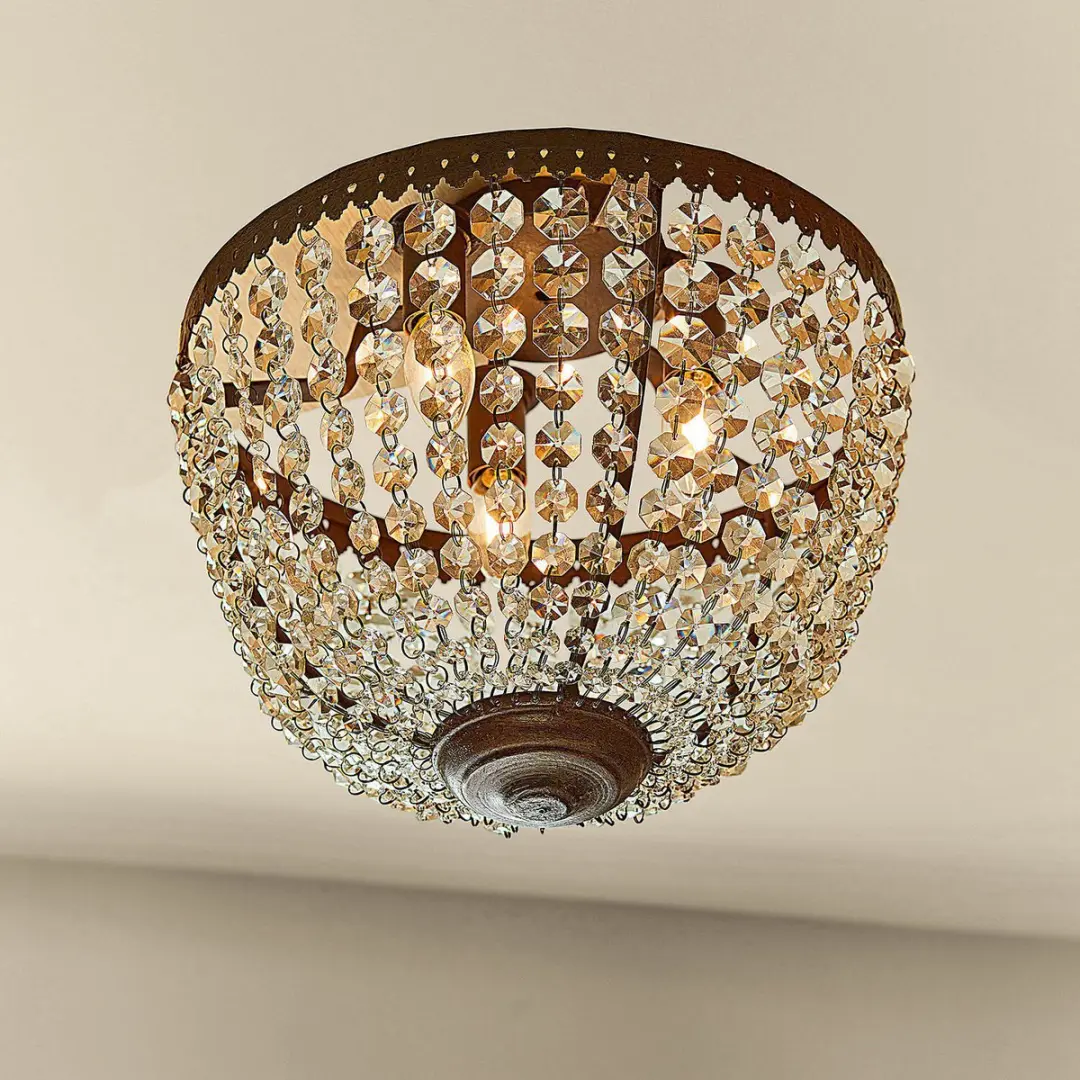 Loberon Plafondlamp Tarim - 40W - Ø38cm - Bruin/Heldere kap - afbeelding 3 van 3