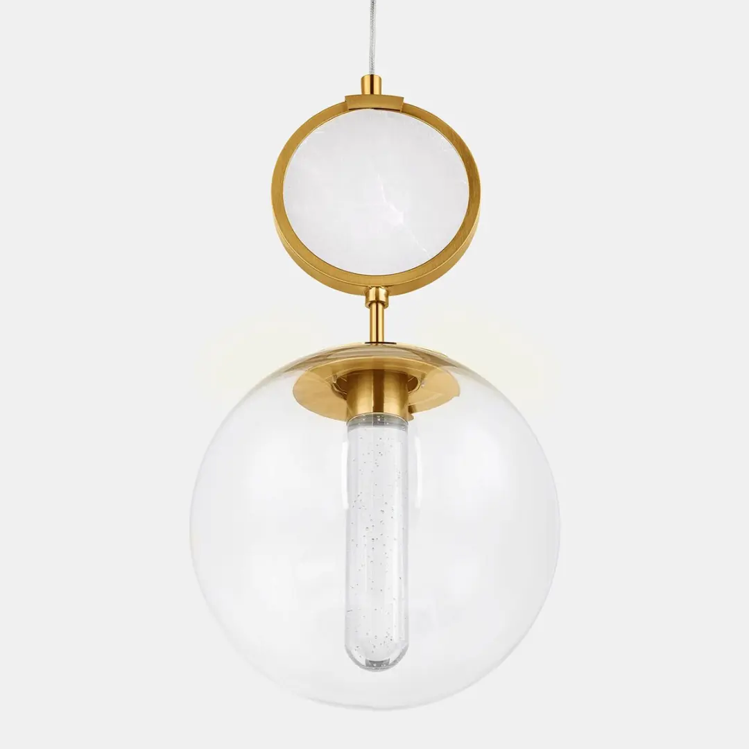 Loberon Ledhanglamp Corvane - Goud/wit - Ø22cm - afbeelding 4 van 6