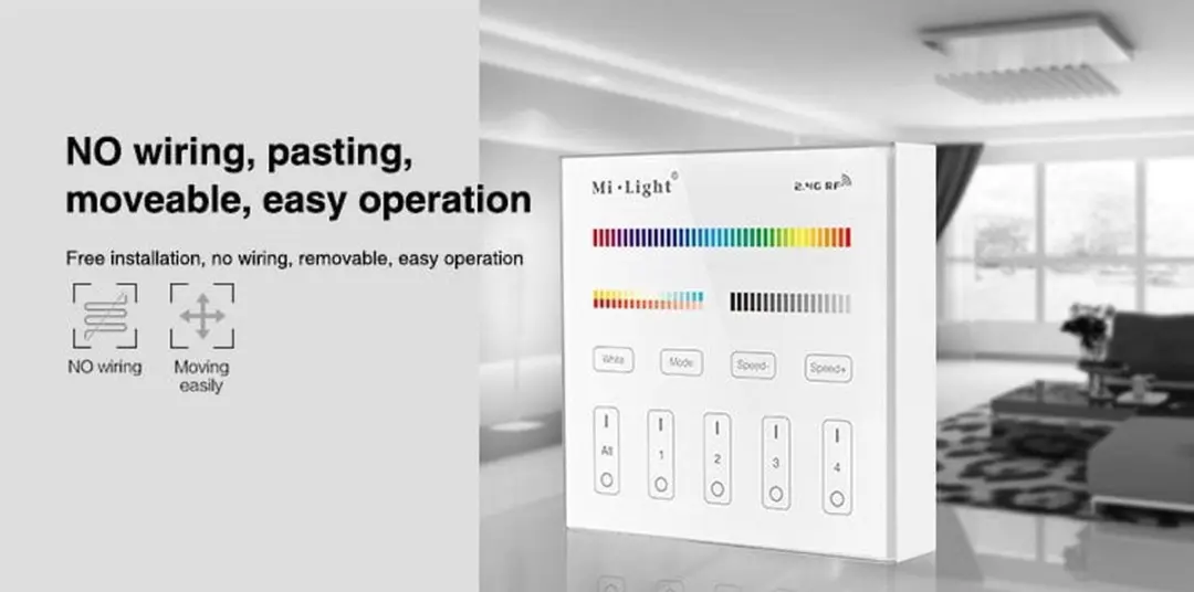 Mi-Light Mi-Boxer B4 RGB+CCT Wandbediening 4-Zone - Wit - afbeelding 6 van 6
