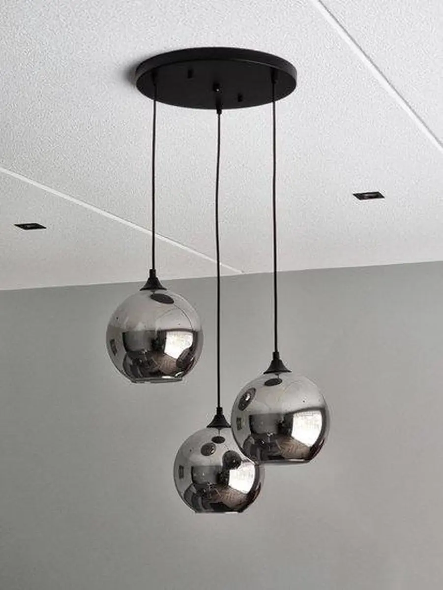 Groenovatie Smoke Glazen Hanglamp 3 Bollen