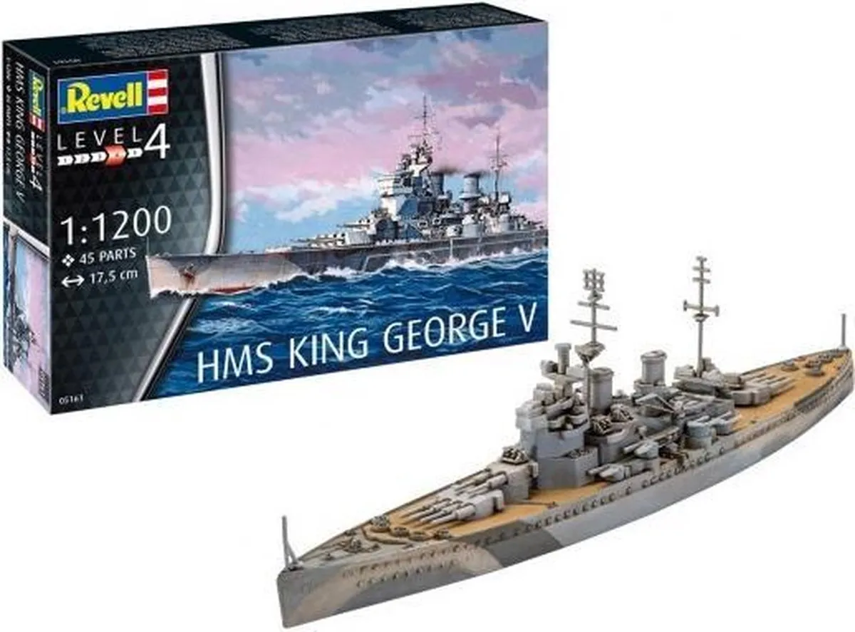 Revell HMS King George V 1:1200 Modelbouwset 45 Onderdelen - Grijs