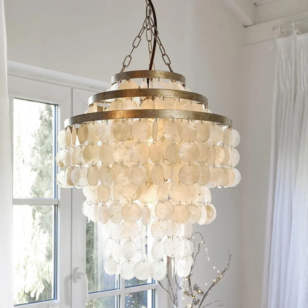 Loberon Kroonluchter Runa - 45cm - Wit/Zilverkleurig - afbeelding 5 van 6