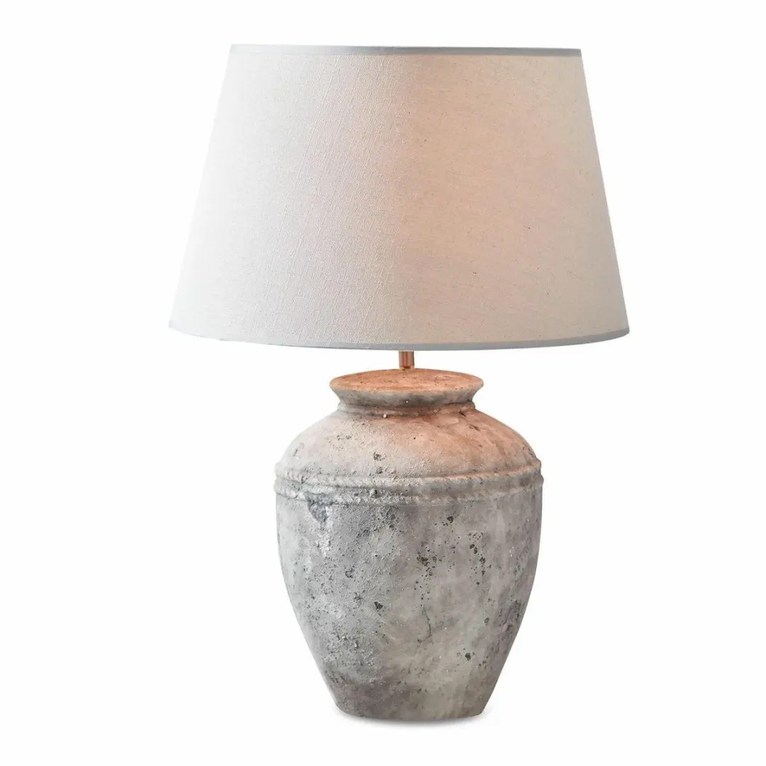 Loberon Mosnay Tafellamp - 25W - Ø30cm - Beige/Antiekgrijs - afbeelding 4 van 6