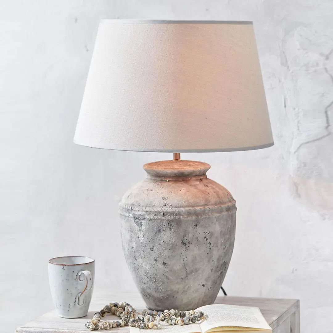 Loberon Mosnay Tafellamp - 25W - Ø30cm - Beige/Antiekgrijs - afbeelding 6 van 6