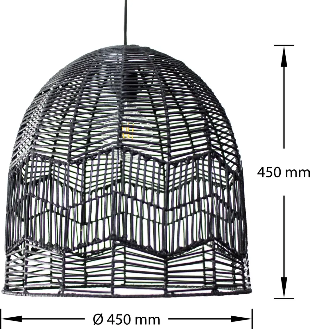 Groenovatie Rotan Hanglamp - Zwart - Ø45cm - afbeelding 2 van 6