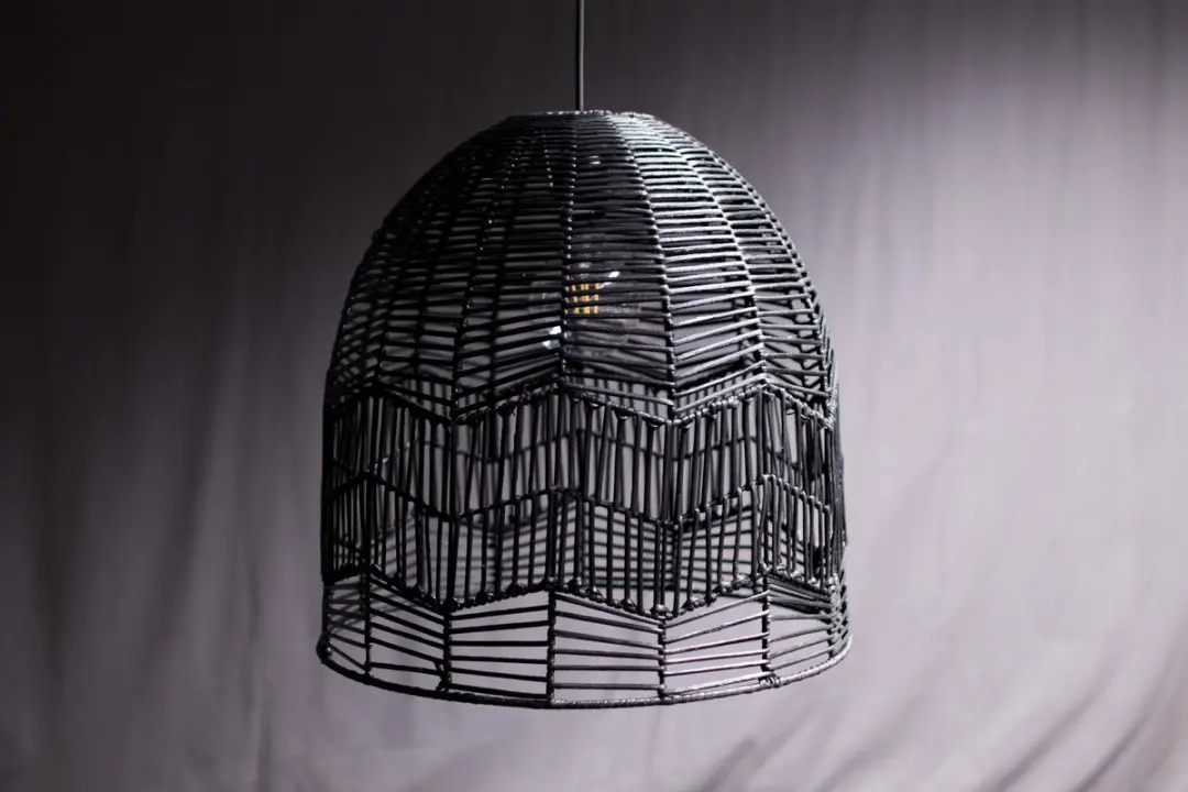 Groenovatie Rotan Hanglamp - Zwart - Ø45cm - afbeelding 5 van 6