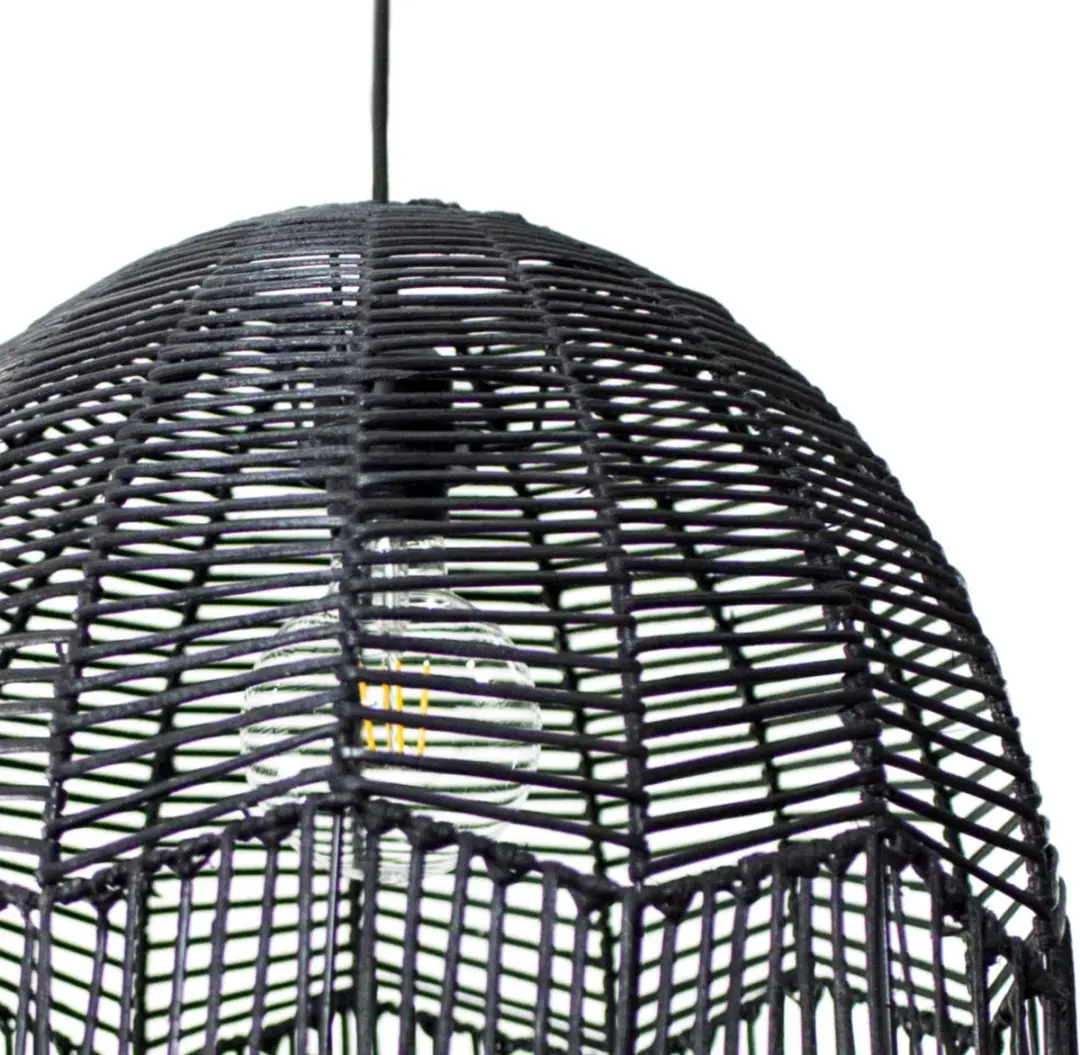 Groenovatie Rotan Hanglamp - Zwart - Ø45cm - afbeelding 3 van 6