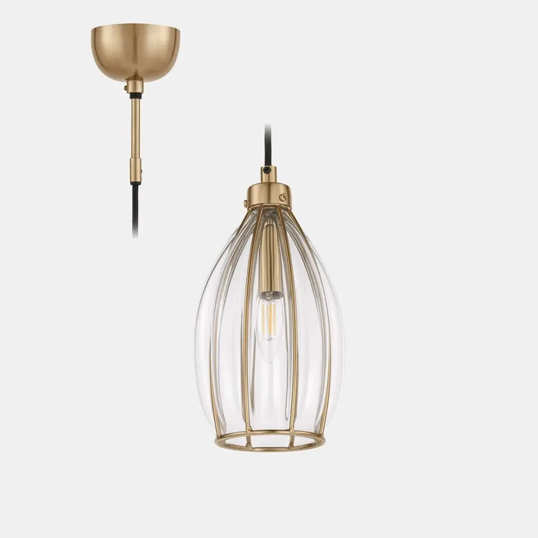 Loberon Velunas Hanglamp - messing/helder - Ø17.5cm - afbeelding 6 van 6