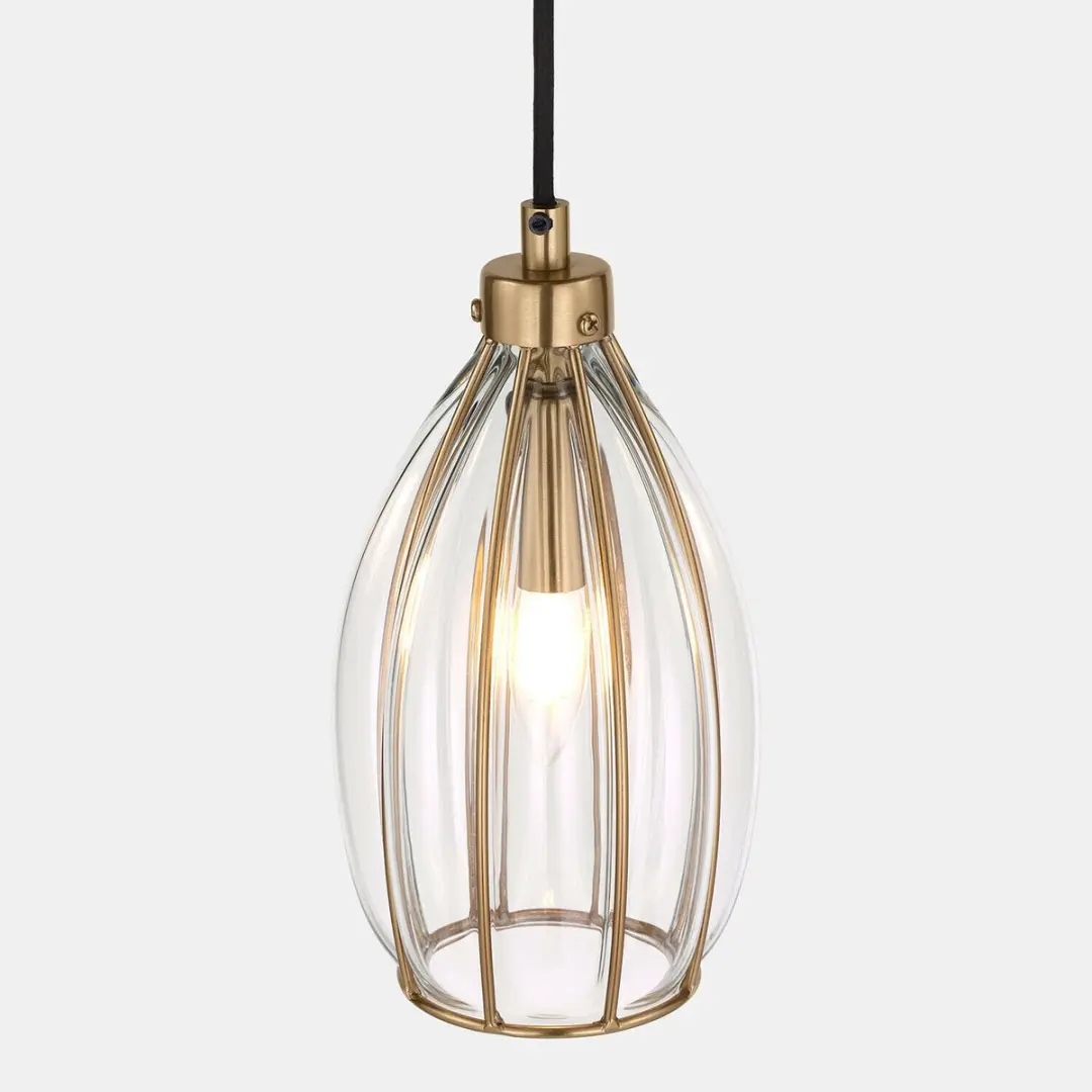Loberon Velunas Hanglamp - messing/helder - Ø17.5cm - afbeelding 2 van 6