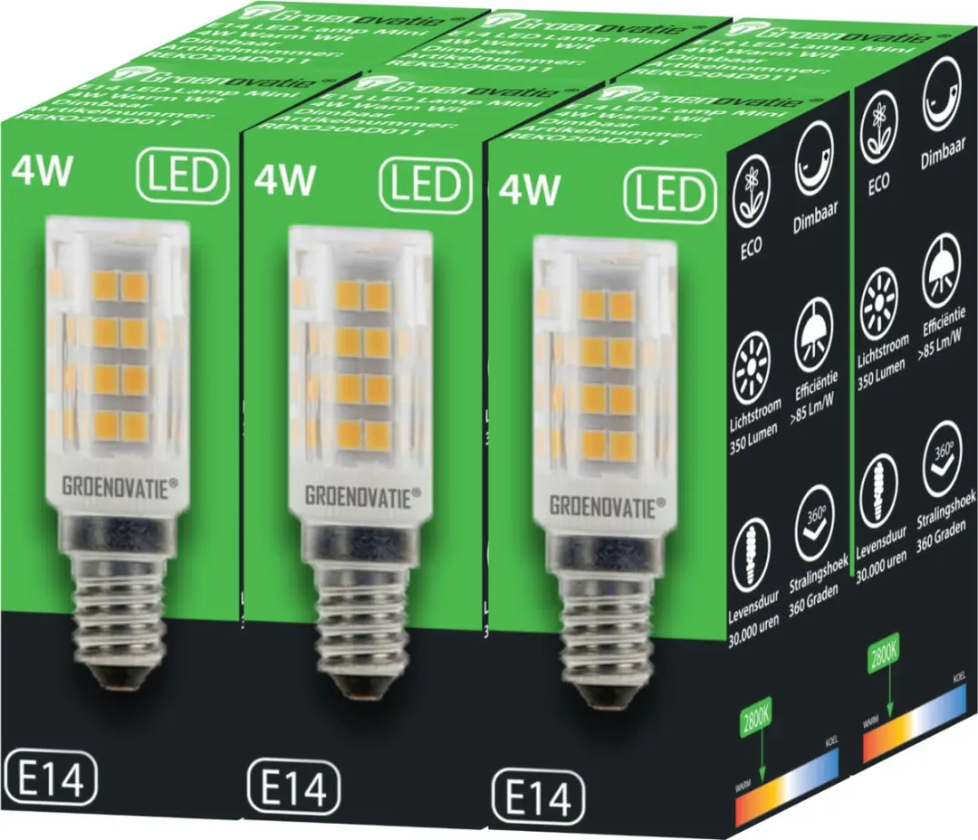Groenovatie LED Lamp Mini E14 4W - 6 Stuks - Warm Wit - afbeelding 6 van 6