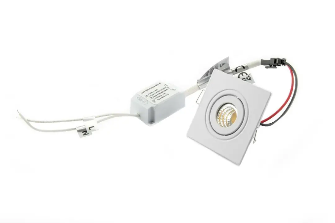 Groenovatie Inbouwspot LED 3W Vierkant Kantelbaar Dimbaar - 61x61mm Zwart - afbeelding 5 van 6