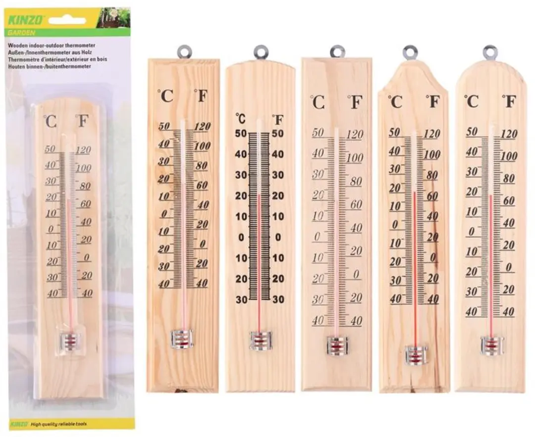 Kinzo Thermometer binnen/buiten 25x5cm (1 stuk) assorti