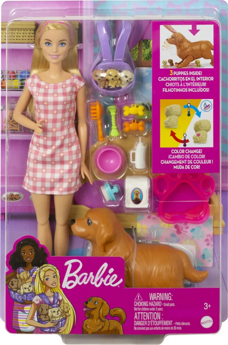 Barbie HCK75 Pop met Hond en Puppy's