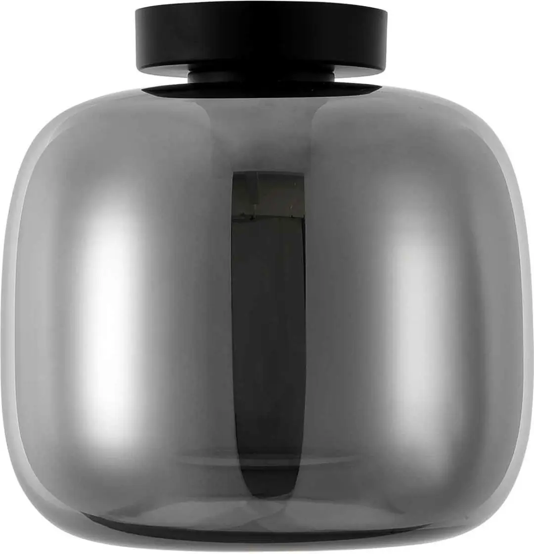Artdelight Preston Plafondlamp - Ø24cm Smoke Glas - Zwart