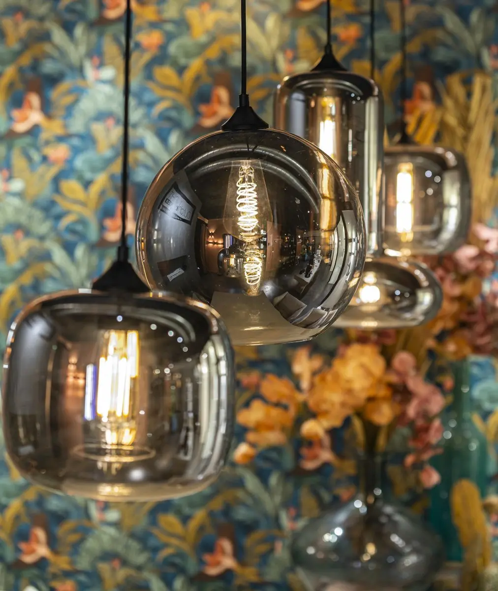 Artdelight Toronto Hanglamp - Ø27cm Rookglas - Zwart