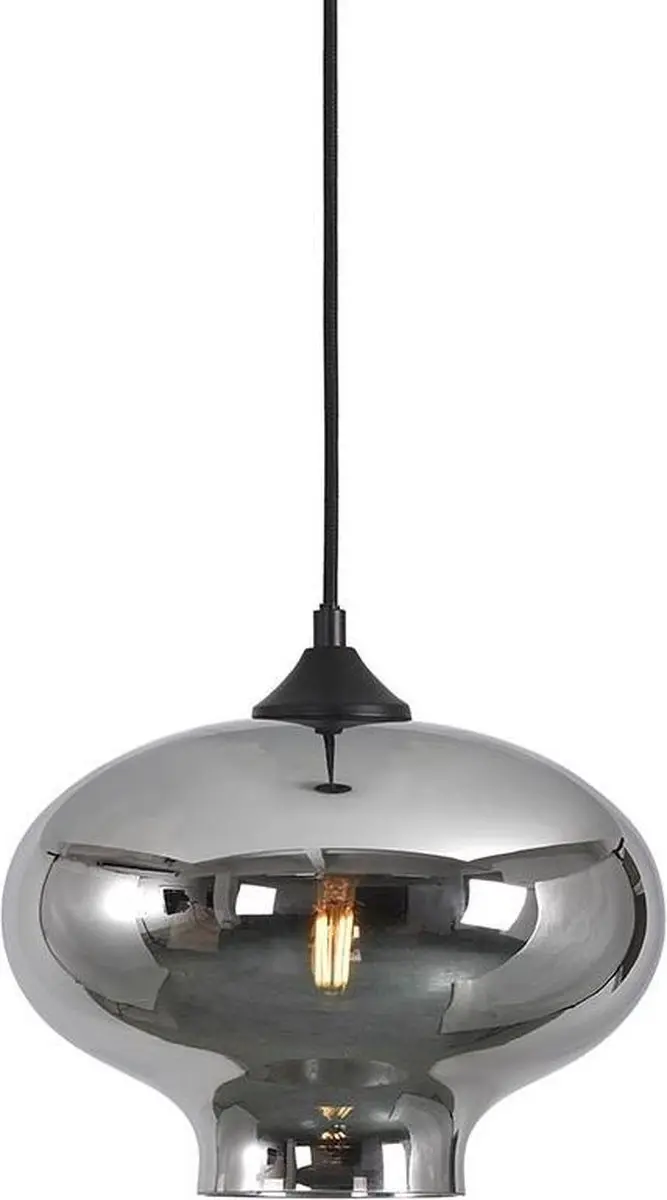 Artdelight Toronto Hanglamp - Ø27cm Rookglas - Zwart