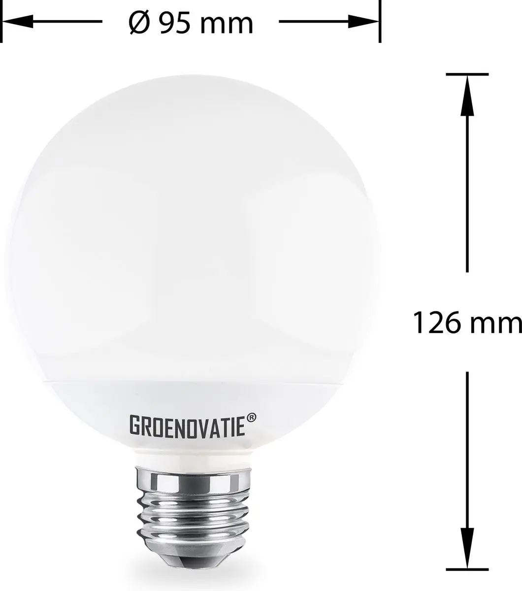 Groenovatie E27 LED G95 Globelamp 10W - Mat - Warm Wit - afbeelding 3 van 4