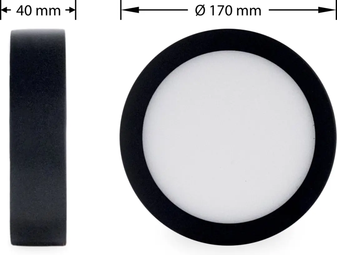 Groenovatie LED Plafondlamp 12W Rond - ⌀17cm - Zwart - afbeelding 3 van 6