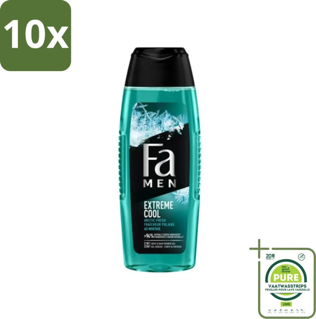 10 x Fa Men Douchegel en Shampoo Extreme Cool 250 ml