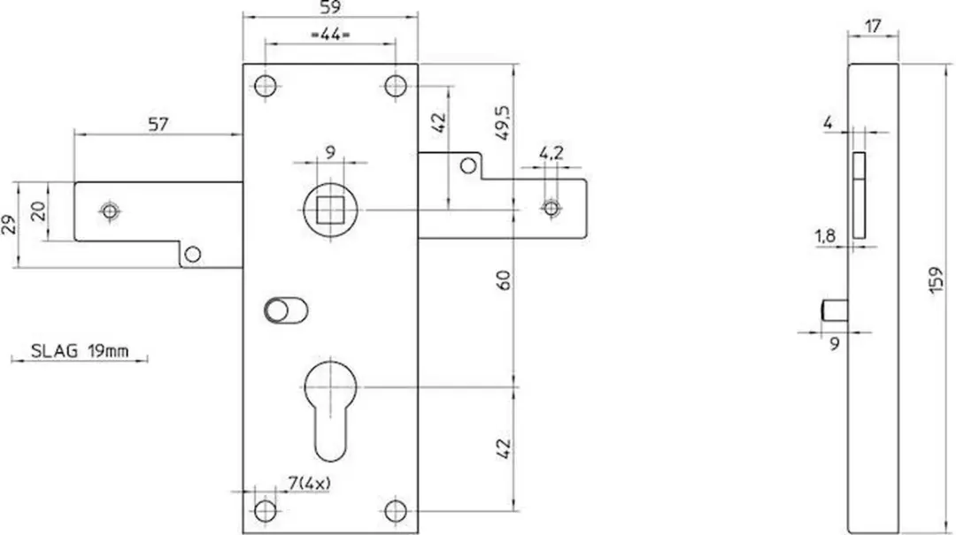 Nemef Garagedeurslot 1807B PC60 - 20mm Doorn - Tan - afbeelding 4 van 6