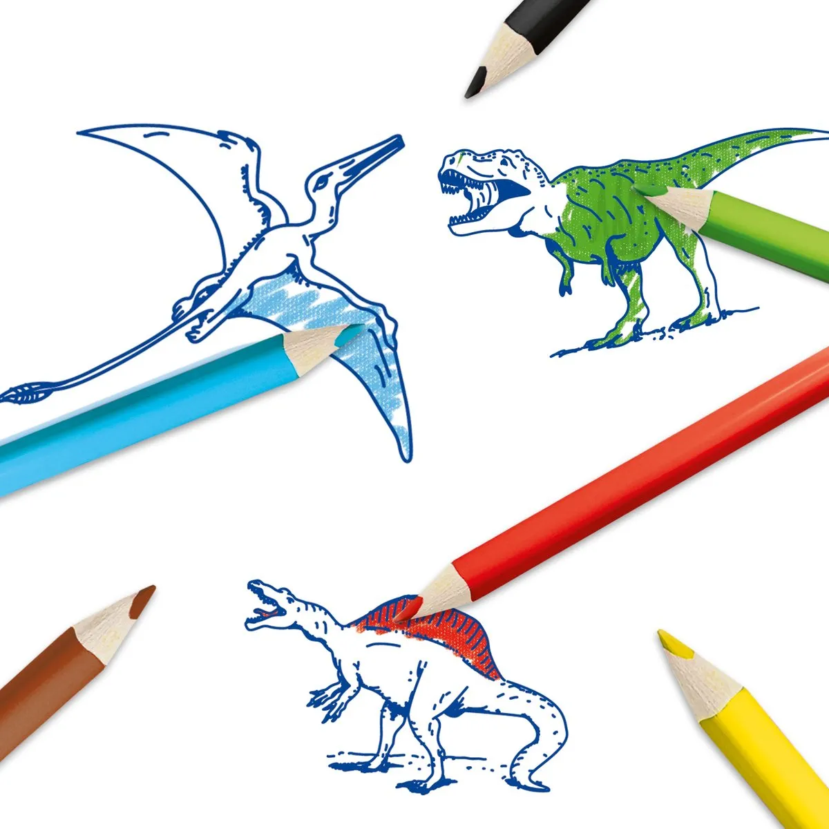 SES Creative Stempelset Dino - 11 Stempels Foam + Potloden & Papier
