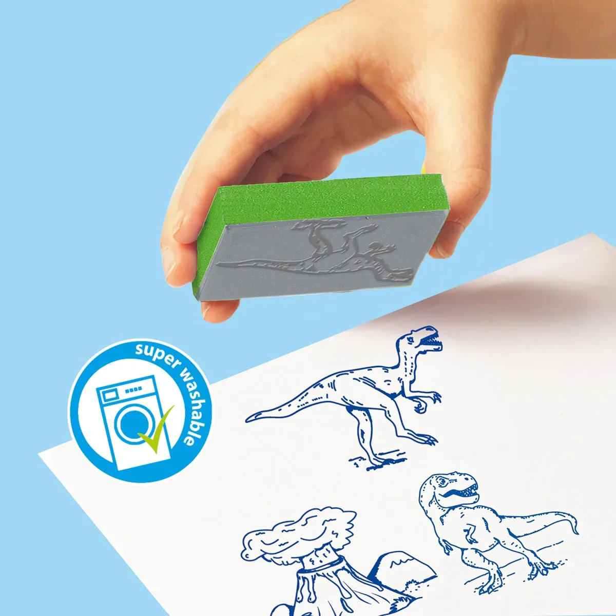 SES Creative Stempelset Dino - 11 Stempels Foam + Potloden & Papier