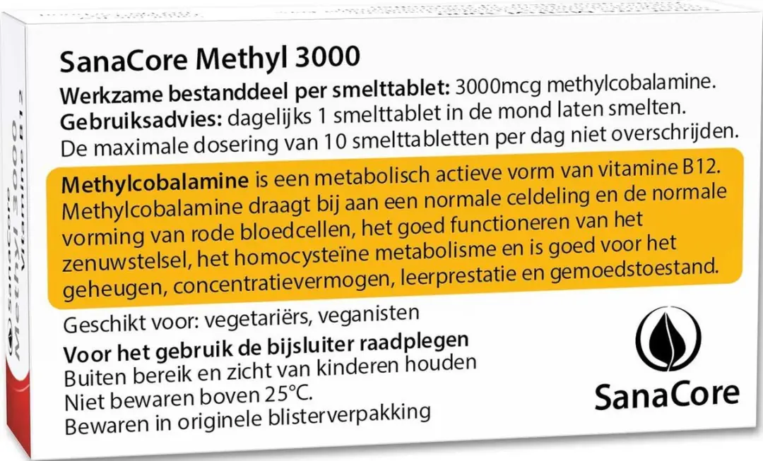 Sanacore Methyl 3000 Vitamine B12 60 Stuks