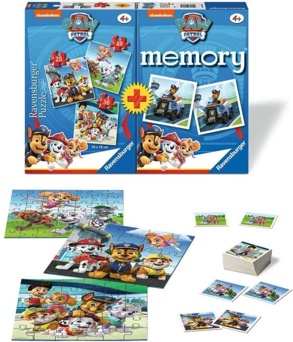 Ravensburger Paw Patrol Memory & Puzzel 110 Stuks - 3x Meerkleurig